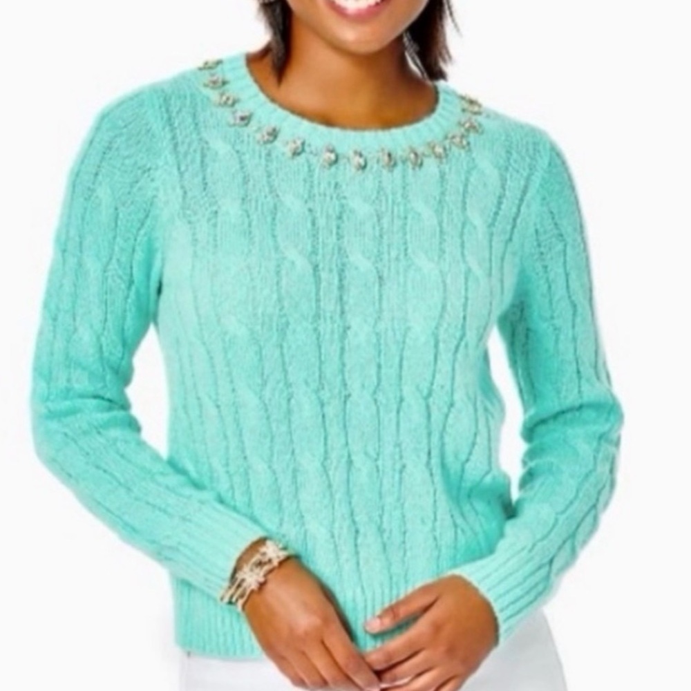 LILLY PULITZER Dario Sweater Crystal
Embellished Full Fashion Knit NWT